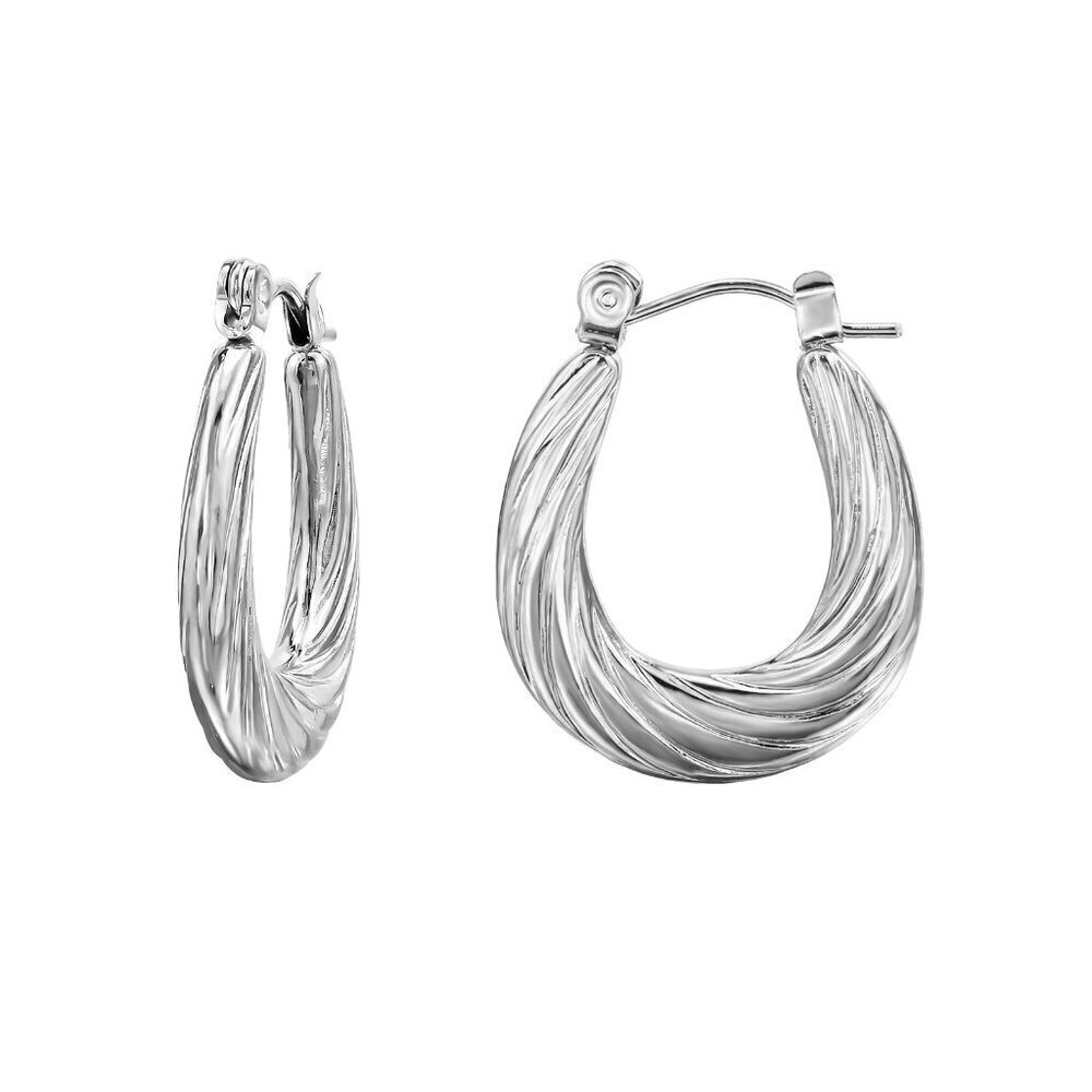 Stainless Steel Textured Chunky Hoop with French Lock 23mm
